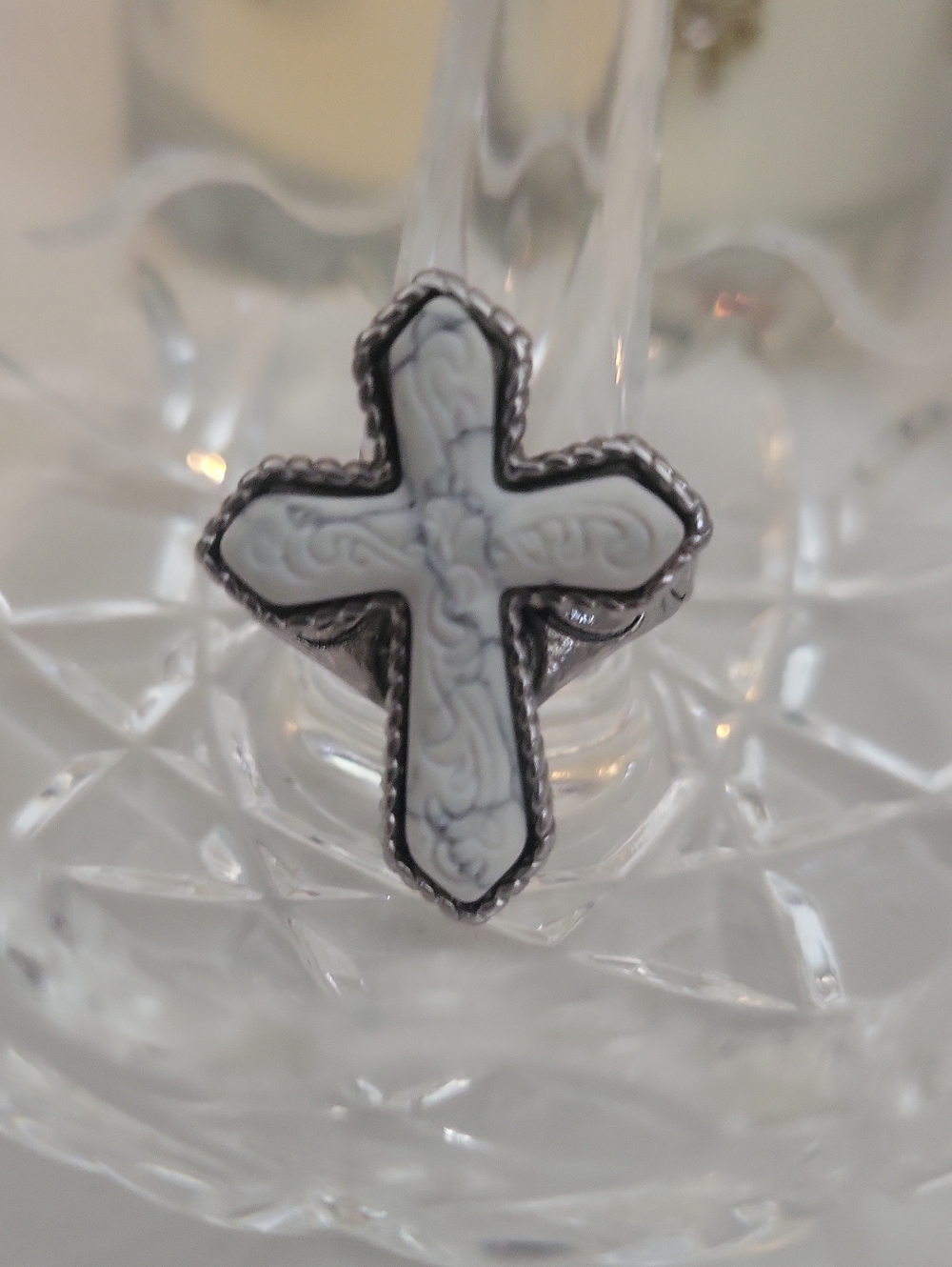 vintage silver orante cross ring ✝️ boho goth fairy witchy - Picture 5 of 5